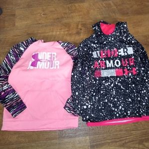 Under Armour Kids' Pink and Black Graphic Hoodies